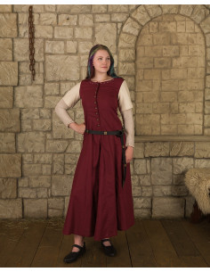 Vestido medieval mujer modelo Elodie, burdeos-crema