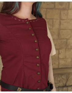 Middelalderkjole til damemodel Elodie, bordeaux-creme 2