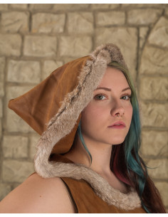 Middeleeuwse jurk met capuchon model Freya, bruin 2