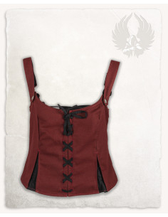 Corpiño medieval cuero modelo Lea, burdeos