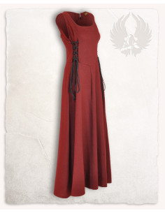 Vestido medieval de lona modelo Uma, burdeos