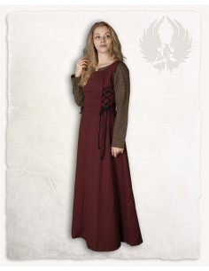 Vestido medieval de lona modelo Uma, burdeos 2