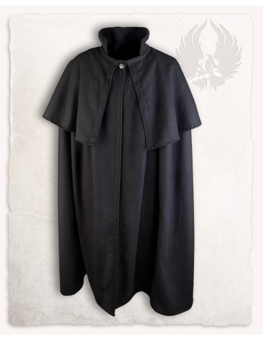 Middeleeuwse wollen cape Bron-model, zwart