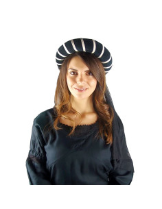 Mittelalterlicher Kopfschmuck für Damen, schwarz-creme