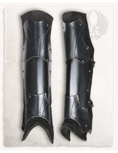 Middelalderlig polstret Fafnir Greaves, sortfarvet finish