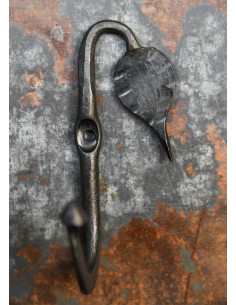 Handgeschmiedeter Wandhaken mit Blatt (10 cm). 2
