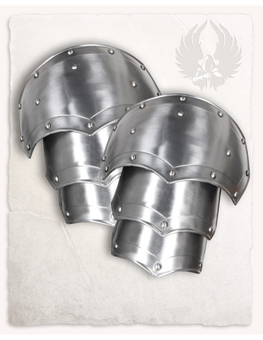 Mittelalterliche Schulterpolster aus Stahl, Modell Mina, poliert.