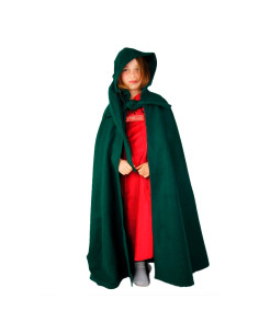 Middeleeuwse cape met capuchon voor kinderen, groen 2