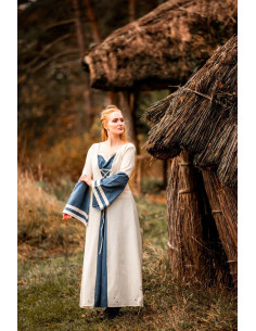 Vestido medieval modelo Dorothea, color natural-azul