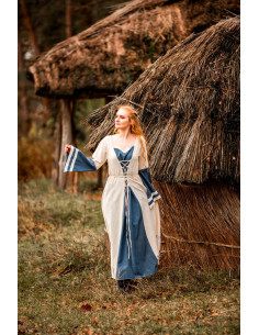 Vestido medieval modelo Dorothea, color natural-azul 2