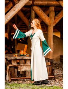 Dorothea model middelalderkjole, naturlig-grøn farve 2