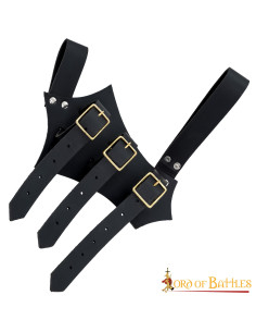Tahalí medieval ajustable para espadas, en cuero negro