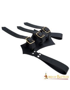 Tahalí medieval ajustable para espadas, en cuero negro 2