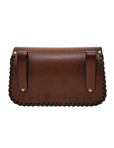 Bolso de cuero cruz celta repujada, color marrón 2