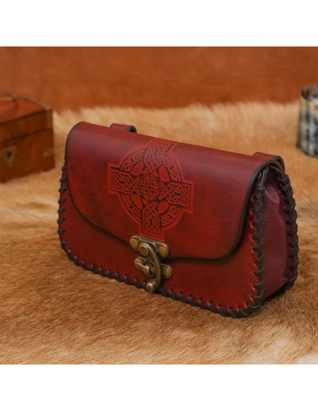 Bolso de cuero cruz celta repujada,... Bolso de cuero cruz celta repujada,...