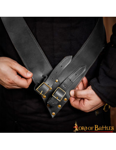 Tahalí con cinturón para espadas en cuero negro 2