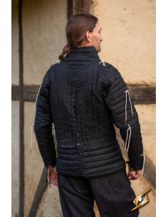 Mittelalterlicher ritterlicher Gambeson in Schwarz 2