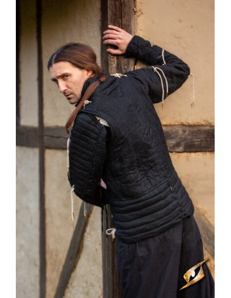 Gambesón caballeresco medieval en negro