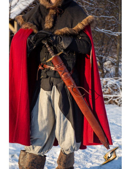 Scheide mit Gürtel für Schwerter, braun