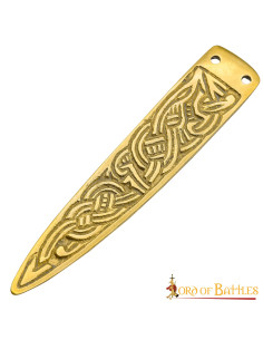 Punta cinturón medieval latón nudos celtas (9 cm.)
