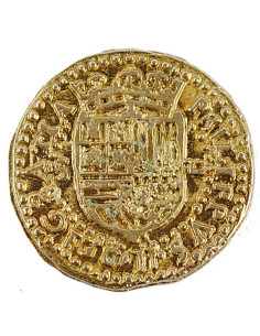 Gouden munt van 2 escudo's, 3 cm.