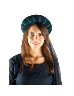 Mittelalterlicher Kopfschmuck für Damen, schwarz-grün