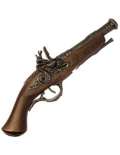 Pistola Terzetta de chispa pavonada del siglo XVIII