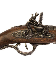 Pistola Terzetta de chispa pavonada del siglo XVIII 2
