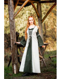 Middelalderlig kjole model Amalia, naturgrøn