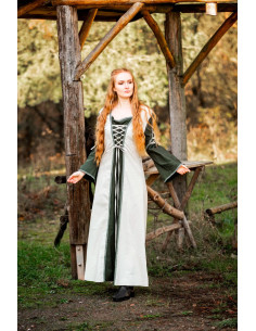Vestido medieval modelo Amalia, natural-verde 2