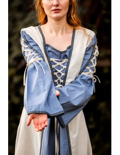 Vestido medieval modelo Amalia, natural-azul 2