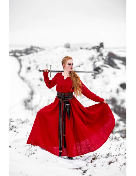 Wikinger-Leinenkleid Modell Anna, rot