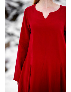Vestido vikingo de lino modelo Anna, rojo 2