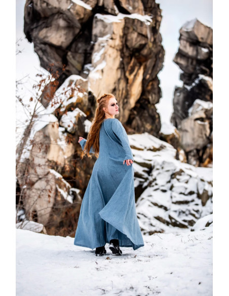 Viking linnen jurk model Anna, blauw Viking linnen jurk model Anna, blauw