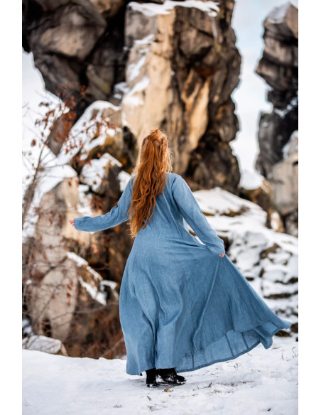 Viking linnen jurk model Anna, blauw Viking linnen jurk model Anna, blauw