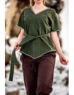 Túnica medieval para mujer modelo Matilda, verde 2