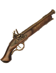 Fransk flintlåspistol af messing, 1700-tallet