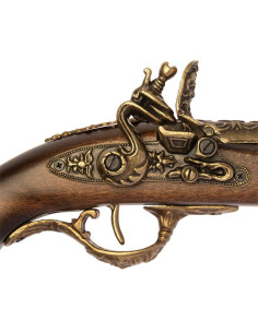 Fransk flintlåspistol af messing, 1700-tallet 2