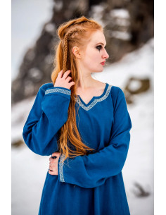 Vestido vikingo algodón modelo Brígida, azul 2