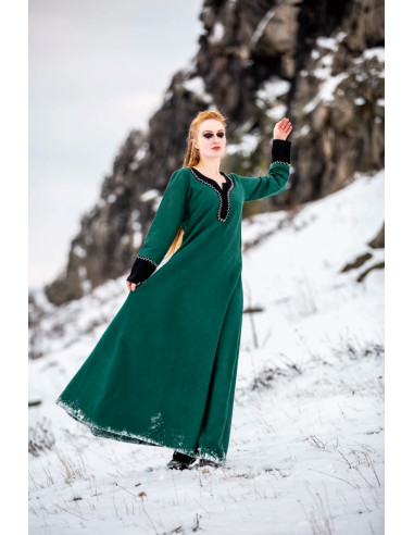 Vestido vikingo largo Freya, color verde