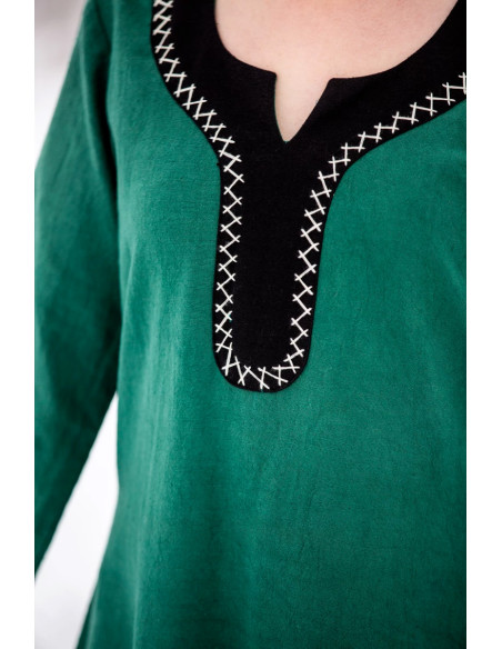 Vestido vikingo largo Freya, color verde Vestido vikingo largo Freya, color verde