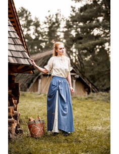 Middelalderskørt model Elise, naturblå