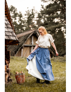 Middelalderskørt model Elise, naturblå 2