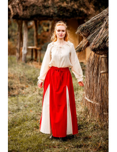 Middelalderskørt model Isabella, rød-naturlig