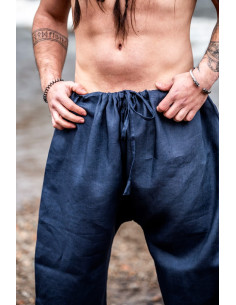 Wodan linnen Vikingbroek, donkerblauw 2