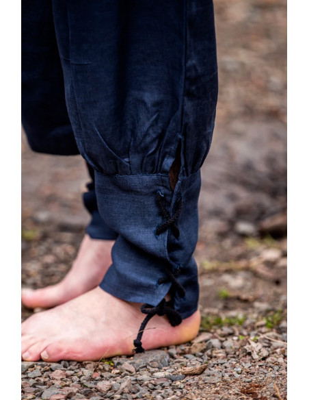 Pantalones vikingos lino Wodan, azul...