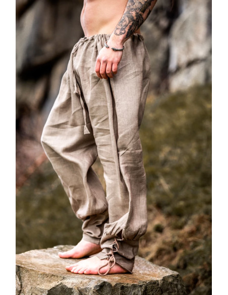 Pantalones vikingos lino Wodan, gris