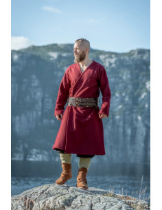 Åben vikingetunika i uld, model Balder, rød 2
