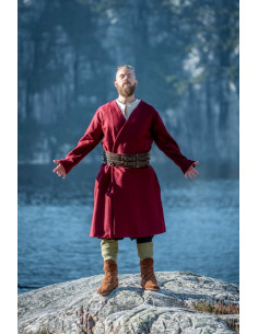 Open Viking tuniek in wol, model Balder, rood