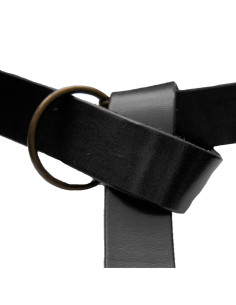 Ledergürtel mit Ring, schwarz 2